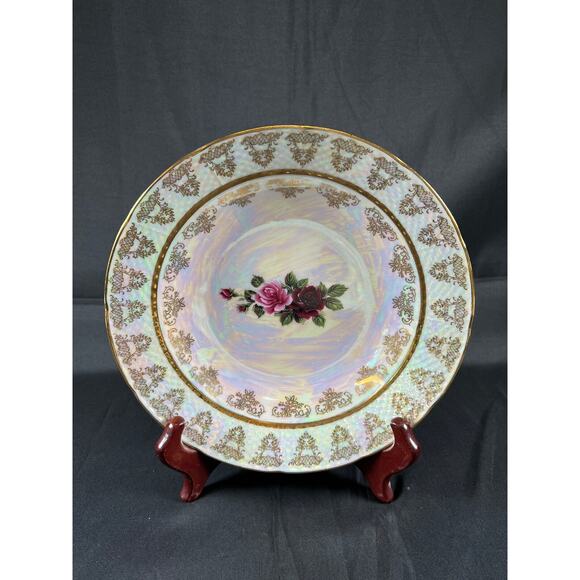 4X Fine China/Bohemian Porcelain Formalities Roses Plate Set Iridescent vintage - Picture 5 of 15